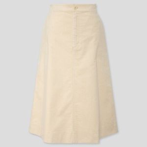 Uniqlo Cream Corduroy Midi Skirt